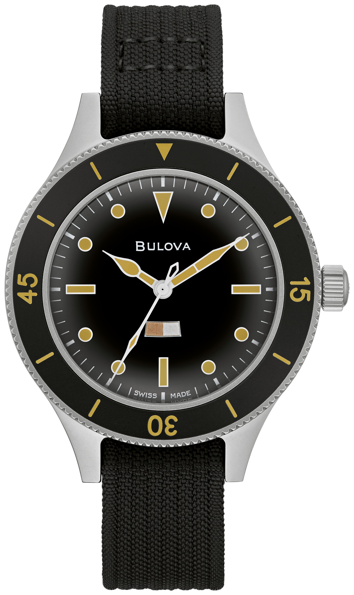Black Dial Nylon Strap MIL SHIPS 98A265 | Bulova